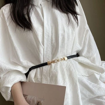BellaWaist – Cinturón de moda con hebilla de perlas para mujer