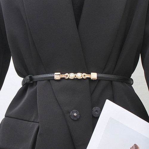 BellaWaist – Cinturón de moda con hebilla de perlas para mujer