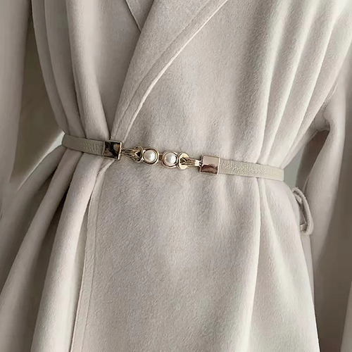 BellaWaist – Cinturón de moda con hebilla de perlas para mujer