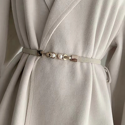 BellaWaist – Cinturón de moda con hebilla de perlas para mujer