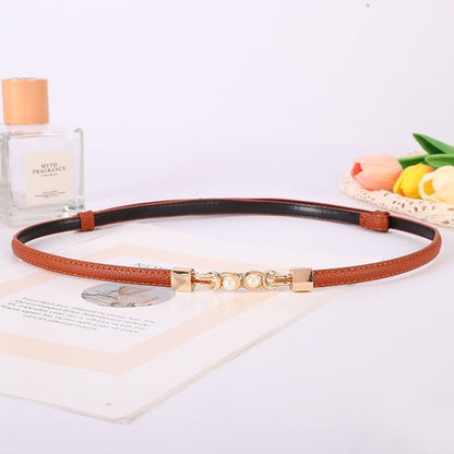 BellaWaist – Cinturón de moda con hebilla de perlas para mujer