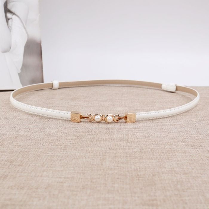 BellaWaist – Cinturón de moda con hebilla de perlas para mujer