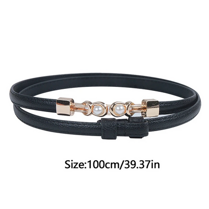 BellaWaist – Cinturón de moda con hebilla de perlas para mujer