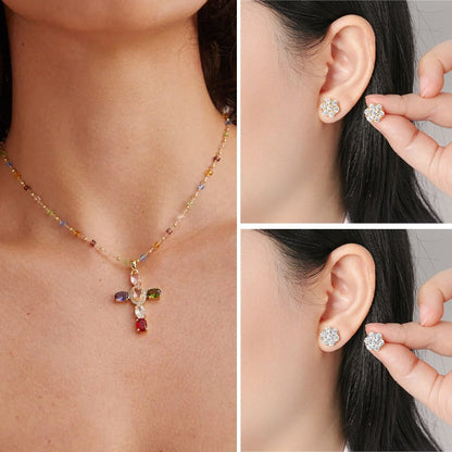 HopeSpectrum – Colgante de circonita con forma de cruz