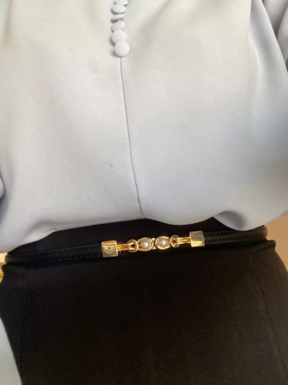 BellaWaist – Cinturón de moda con hebilla de perlas para mujer