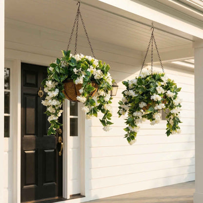 FloraVibe – Cesta colgante floral de falsa flor de crespón