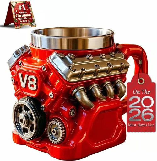 ⚡Ultimative V8-Motor Edelstahl-3D-Tasse & ein Traum für jeden Autoliebhaber✨