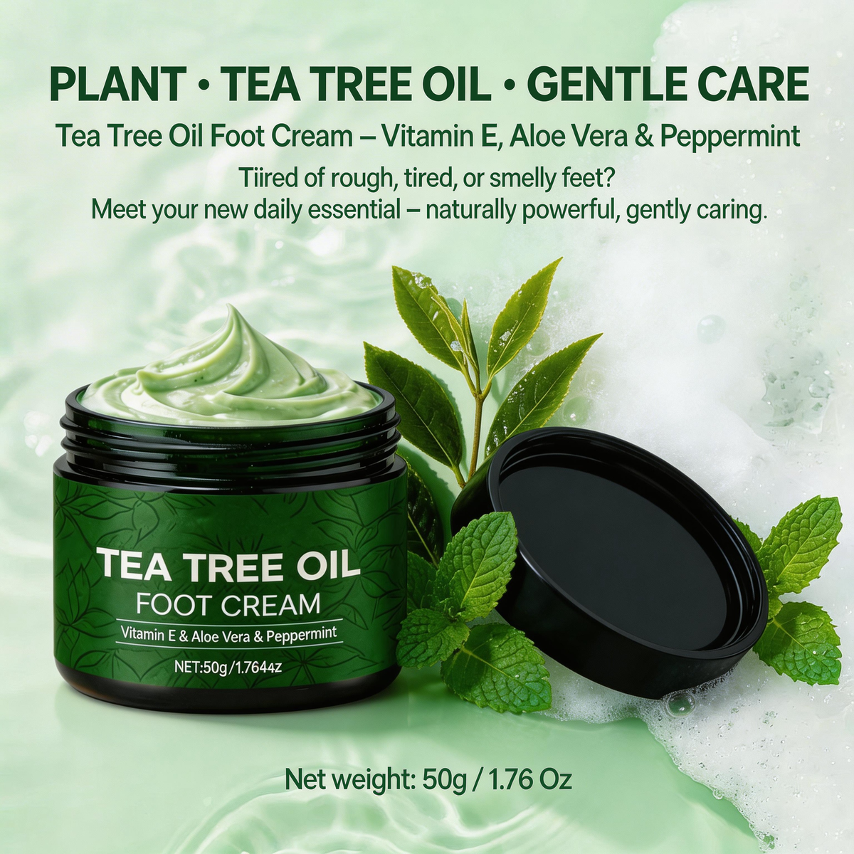 AloeSoothe – Crema hidratante para pies con aloe vera y árbol de té