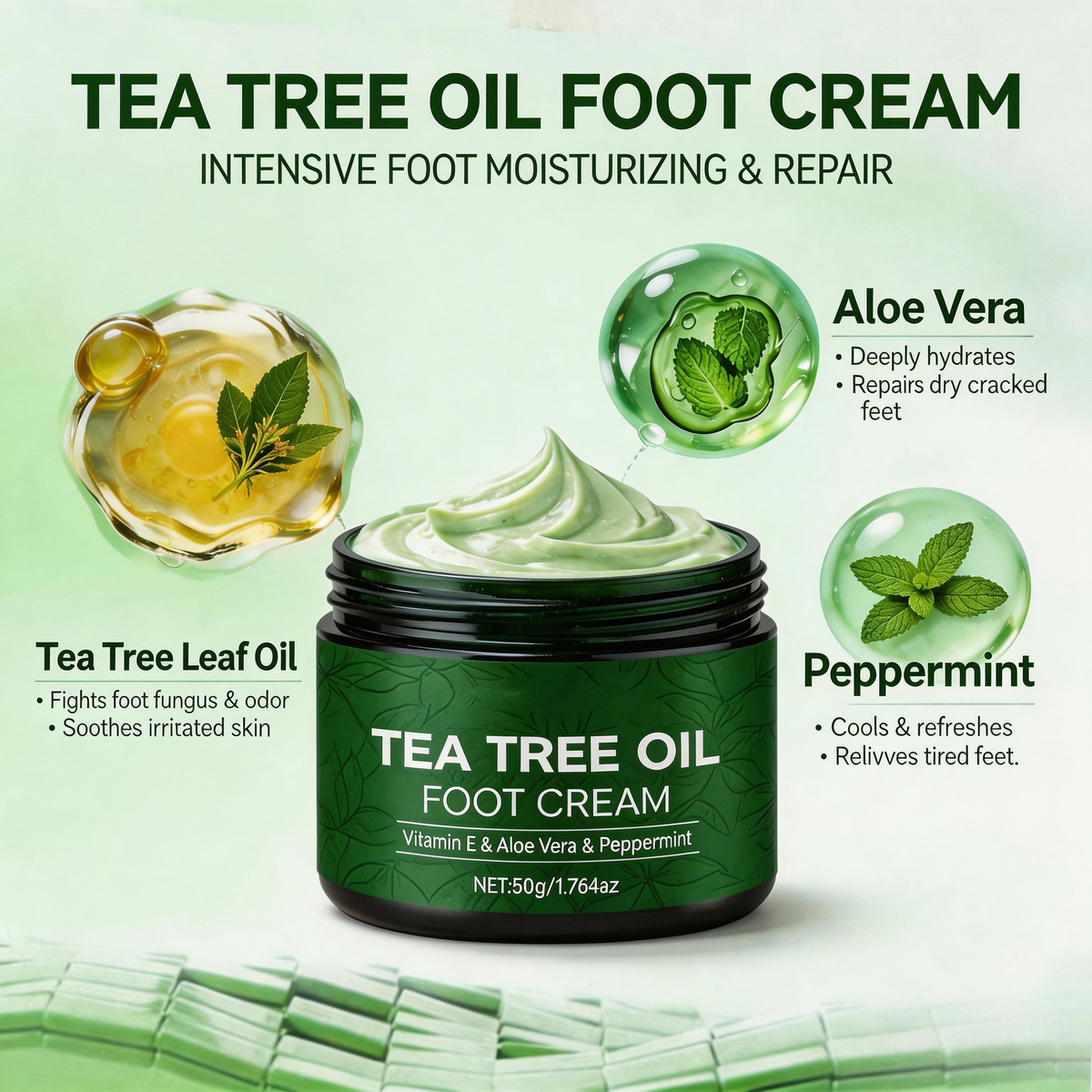 AloeSoothe – Crema hidratante para pies con aloe vera y árbol de té