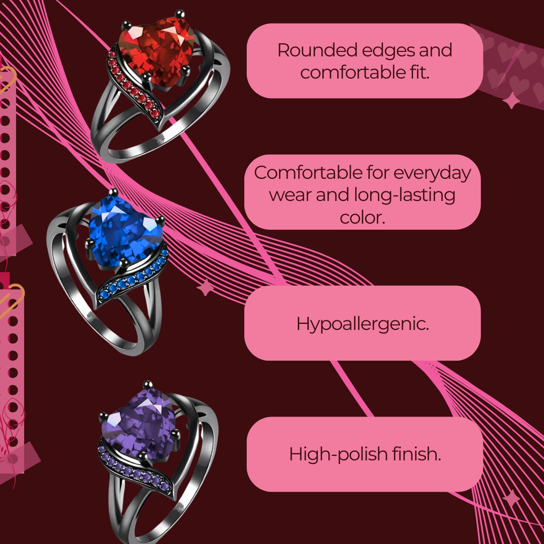 EternaBond – Ring-Set für Paare mit keltischem Drachenmotiv & rotem Herz