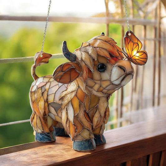 Vaca SunMeadow – Atrapasoles de estilo vitral