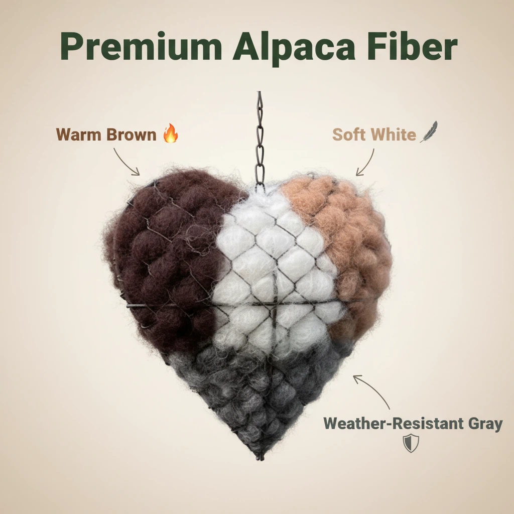 Corazón anidadero de fibra de alpaca hecho a mano