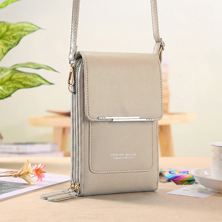 VistaPouch – Cartera bandolera para mujer con pantalla táctil, sencilla y elegante