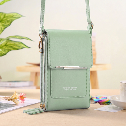 VistaPouch – Cartera bandolera para mujer con pantalla táctil, sencilla y elegante