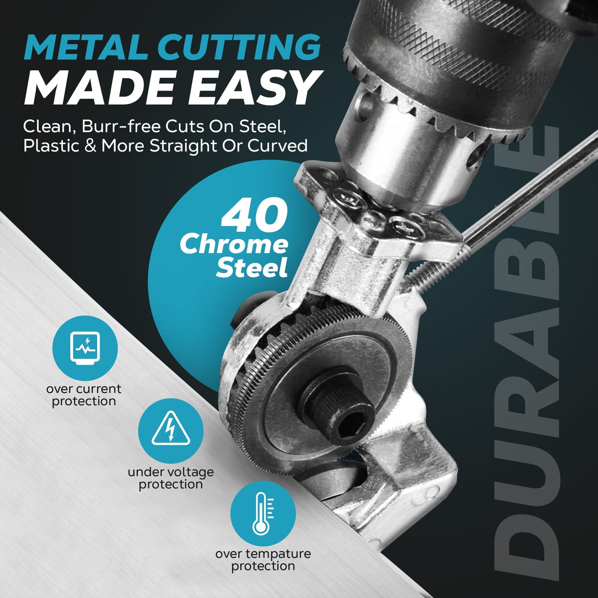Drillshear – Elektro-Bohrmaschinen-Vorsatz zum Schneiden von Metall