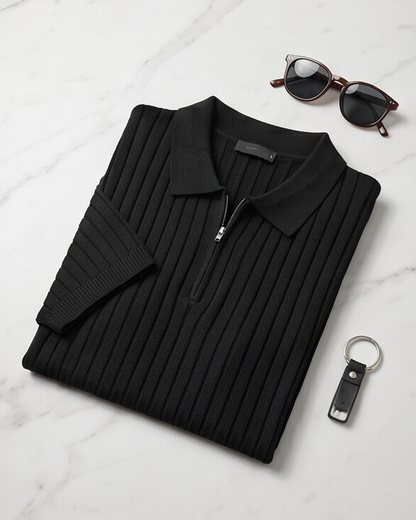 VELLANO™ — Polo de Punto Acanalado con Cremallera