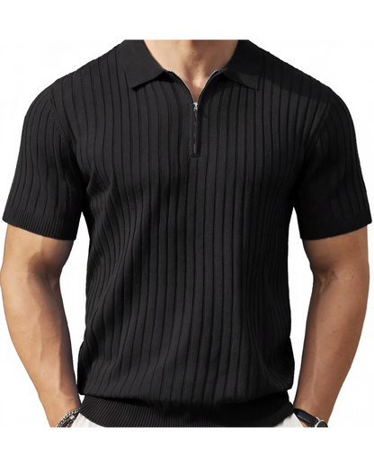 VELLANO™ — Polo de Punto Acanalado con Cremallera