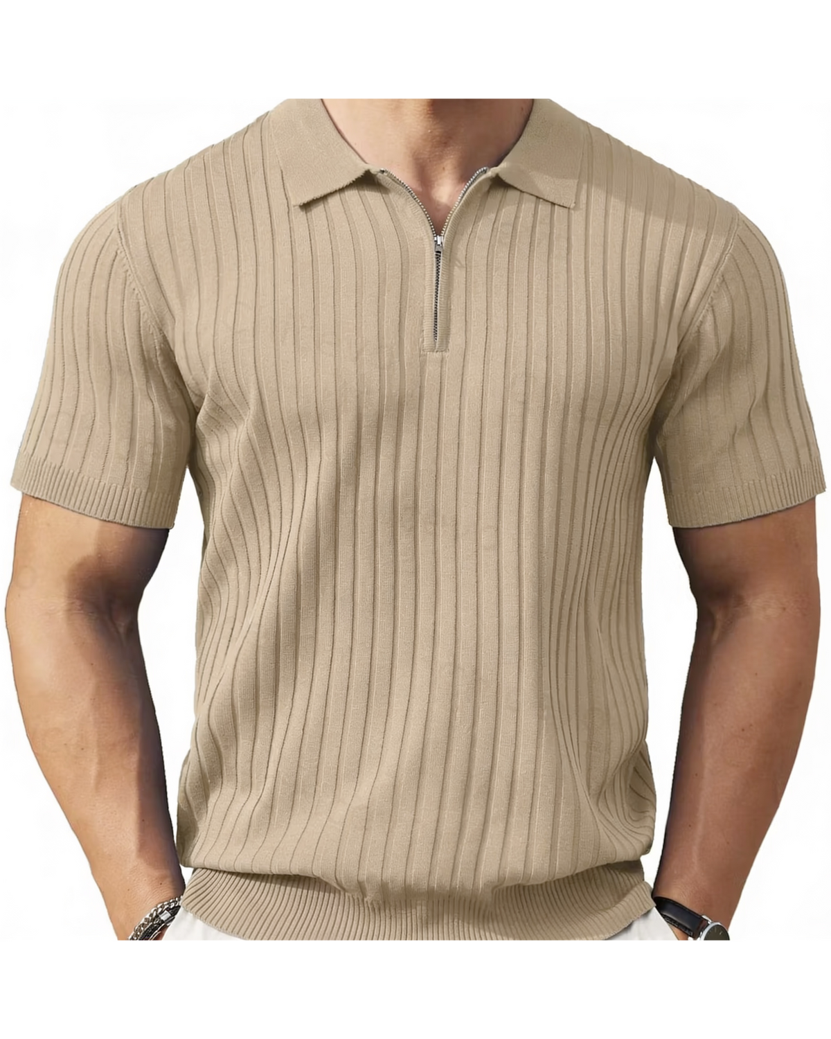 VELLANO™ — Polo de Punto Acanalado con Cremallera