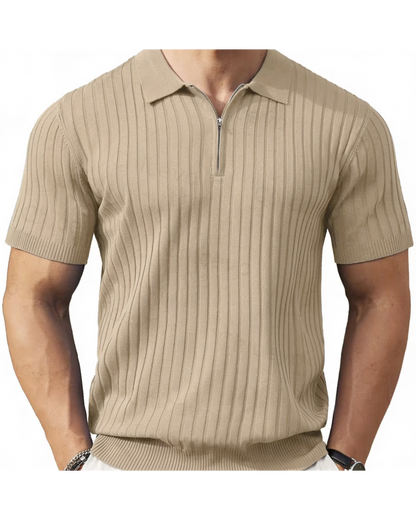 VELLANO™ — Polo de Punto Acanalado con Cremallera