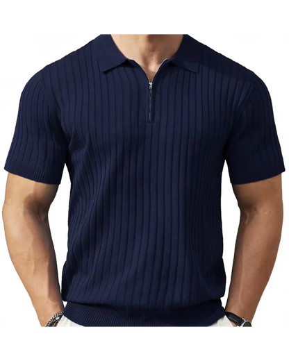 VELLANO™ — Polo de Punto Acanalado con Cremallera