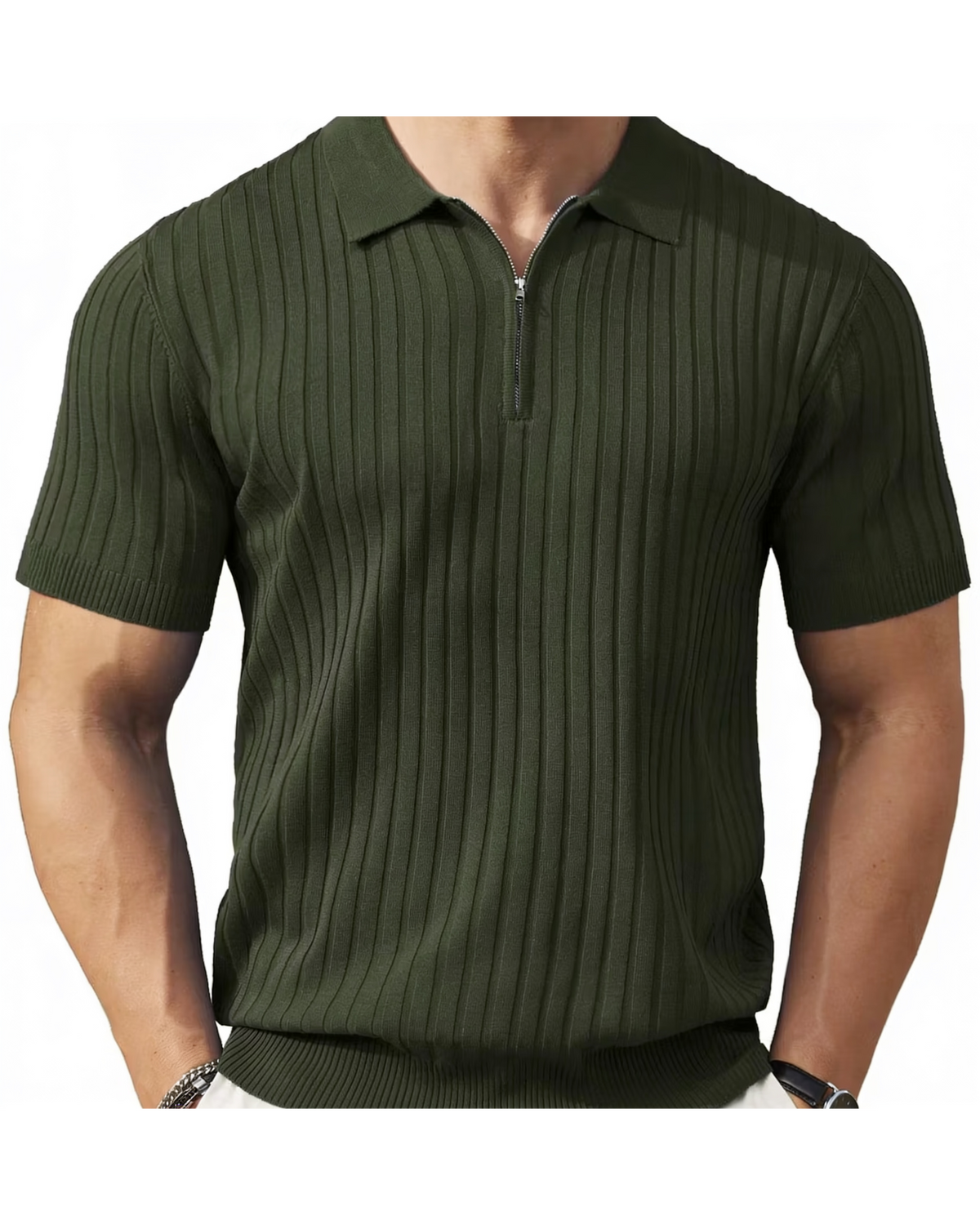 VELLANO™ — Polo de Punto Acanalado con Cremallera