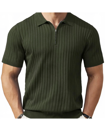 VELLANO™ — Polo de Punto Acanalado con Cremallera