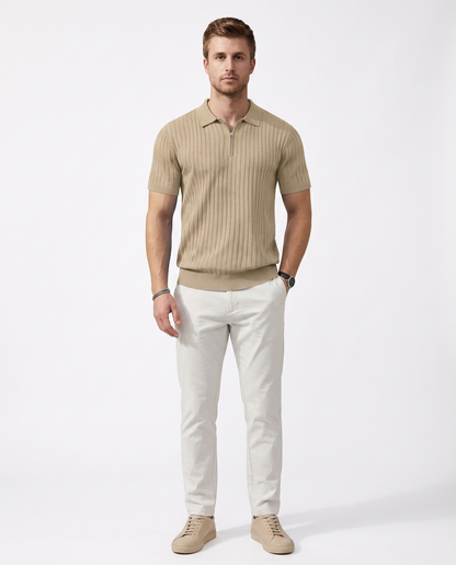 VELLANO™ — Polo de Punto Acanalado con Cremallera