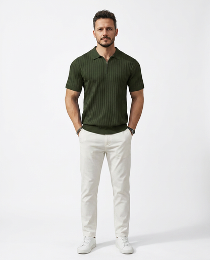 VELLANO™ — Polo de Punto Acanalado con Cremallera