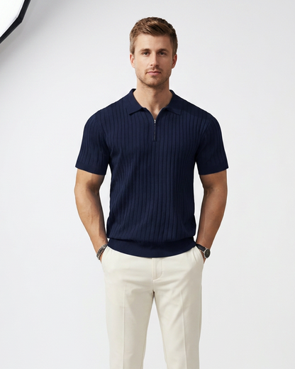 VELLANO™ — Polo de Punto Acanalado con Cremallera