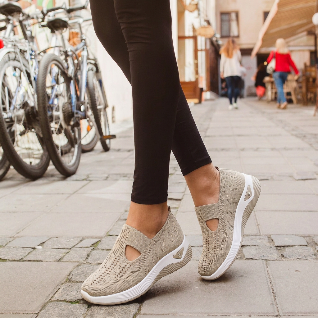 Pebble — Zapatillas sin cordones para caminar con suela curvada