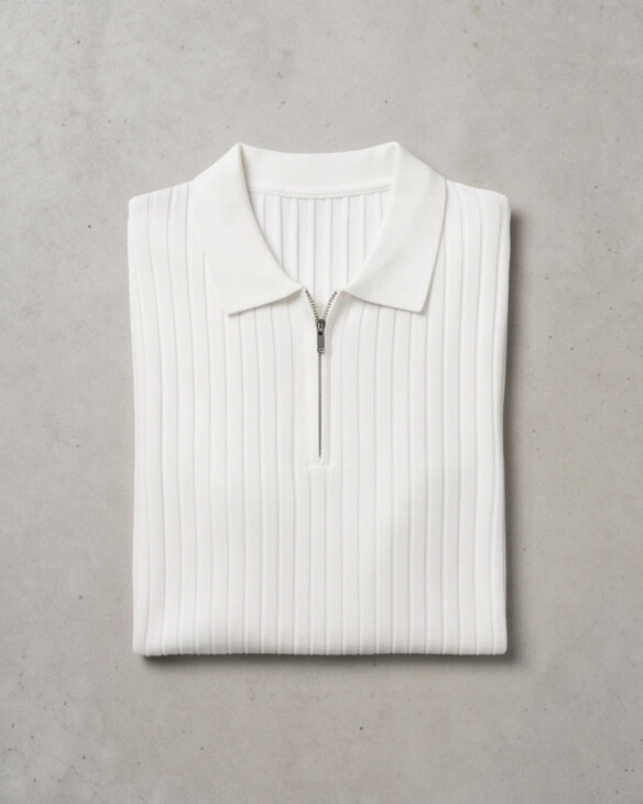 VELLANO™ — Polo de Punto Acanalado con Cremallera