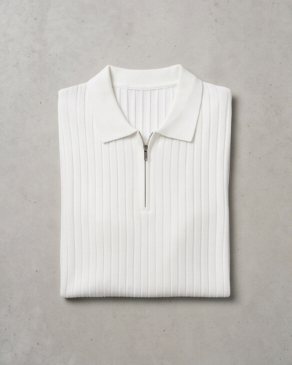 VELLANO™ — Polo de Punto Acanalado con Cremallera