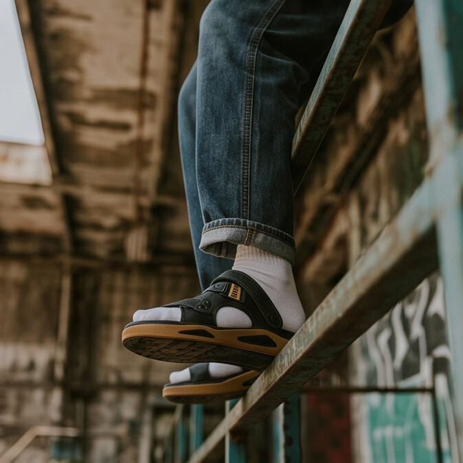 Stratford — Sportliche Pantolette mit verstellbarem Riemen