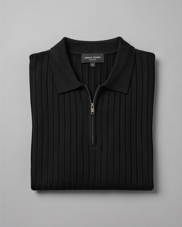 VELLANO™ — Polo de Punto Acanalado con Cremallera