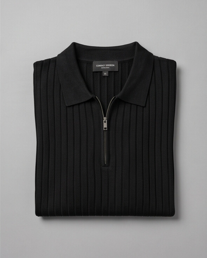 VELLANO™ — Polo de Punto Acanalado con Cremallera