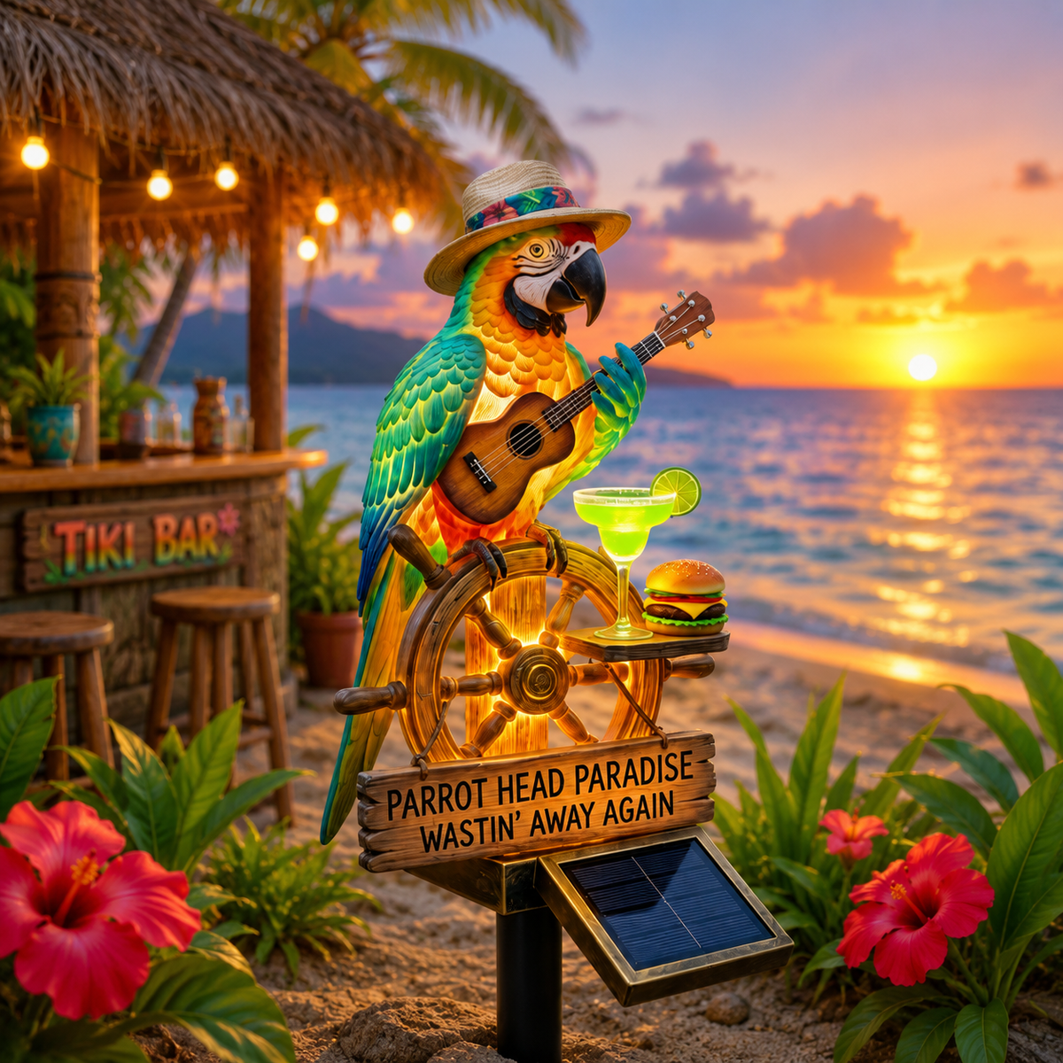 NatureGlow – Decoración de jardín de loros con iluminación solar