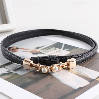 BellaWaist – Cinturón de moda con hebilla de perlas para mujer