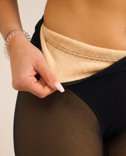 Curvy™ – Fleece-gefütterte Strumpfhosen in natürlicher Transparent-Optik