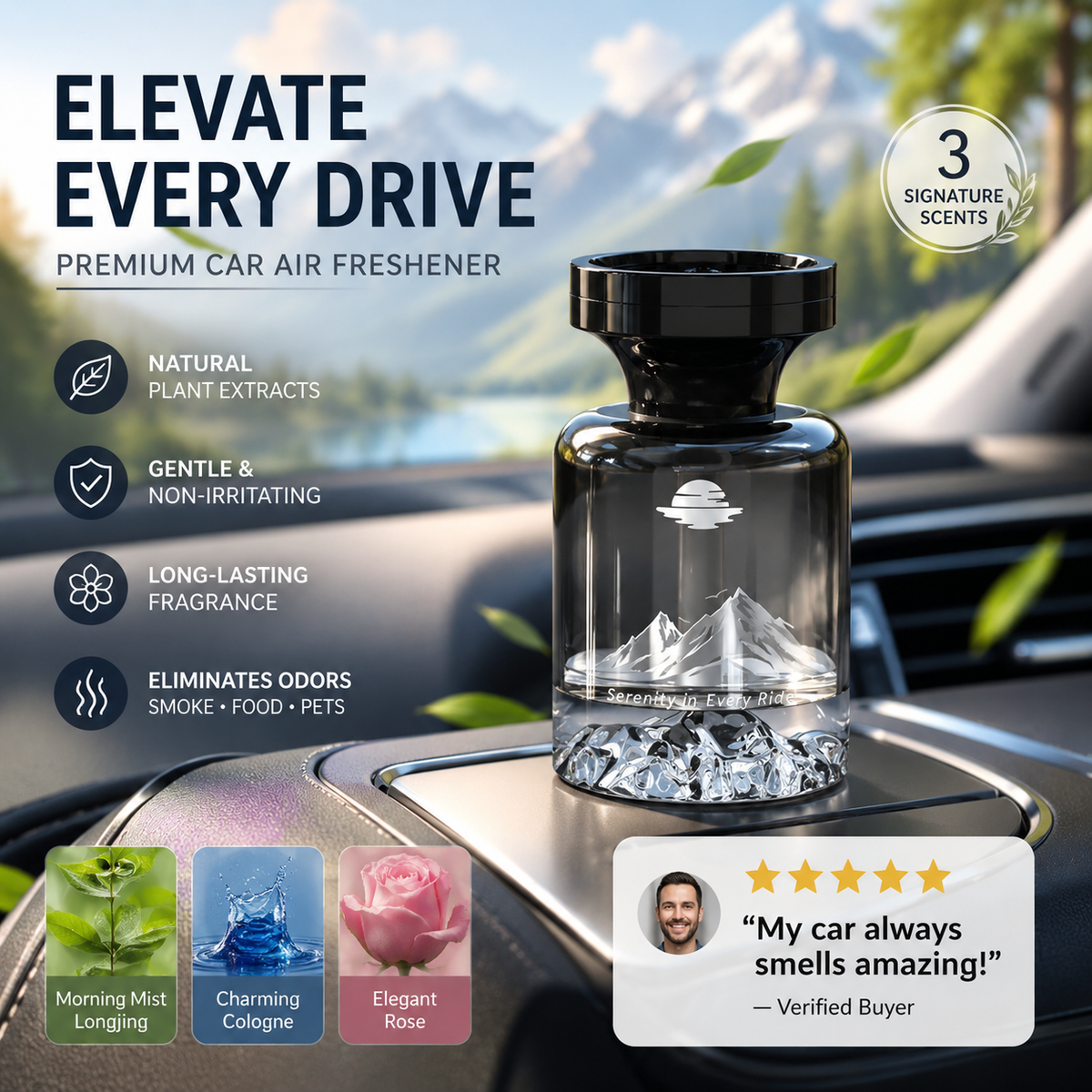 AromaPeak – Luxuriöser botanischer Auto-Lufterfrischer