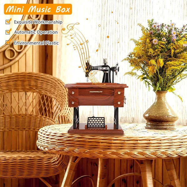 SewMelody – Caja de Música de Madera con Forma de Máquina de Coser