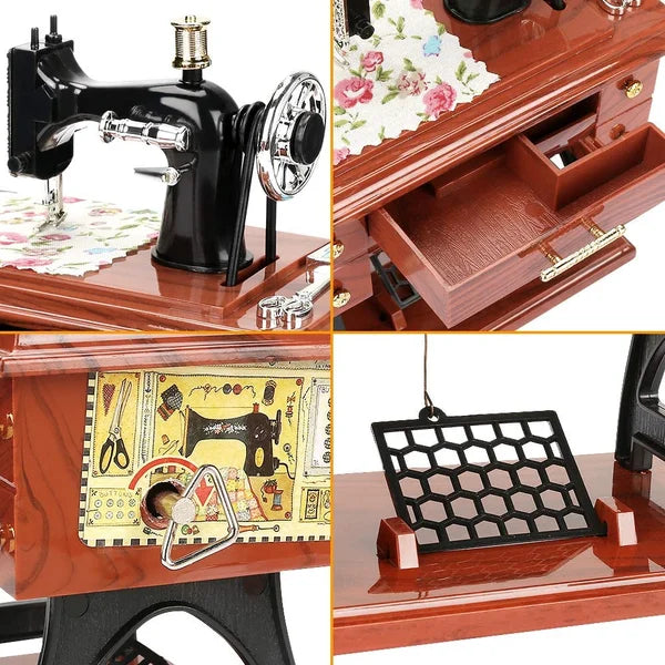 SewMelody – Caja de Música de Madera con Forma de Máquina de Coser