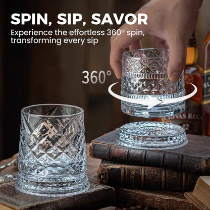 WhiskeyFlow – Kristall-Bourbon-Degustationsglas mit Drehfunktion