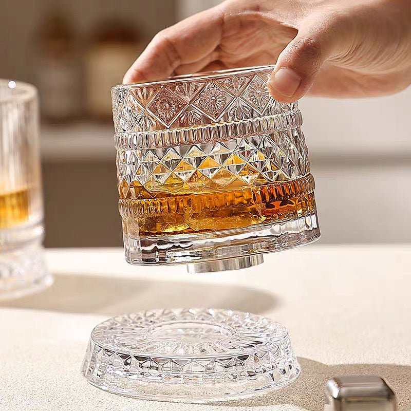 WhiskeyFlow – Kristall-Bourbon-Degustationsglas mit Drehfunktion