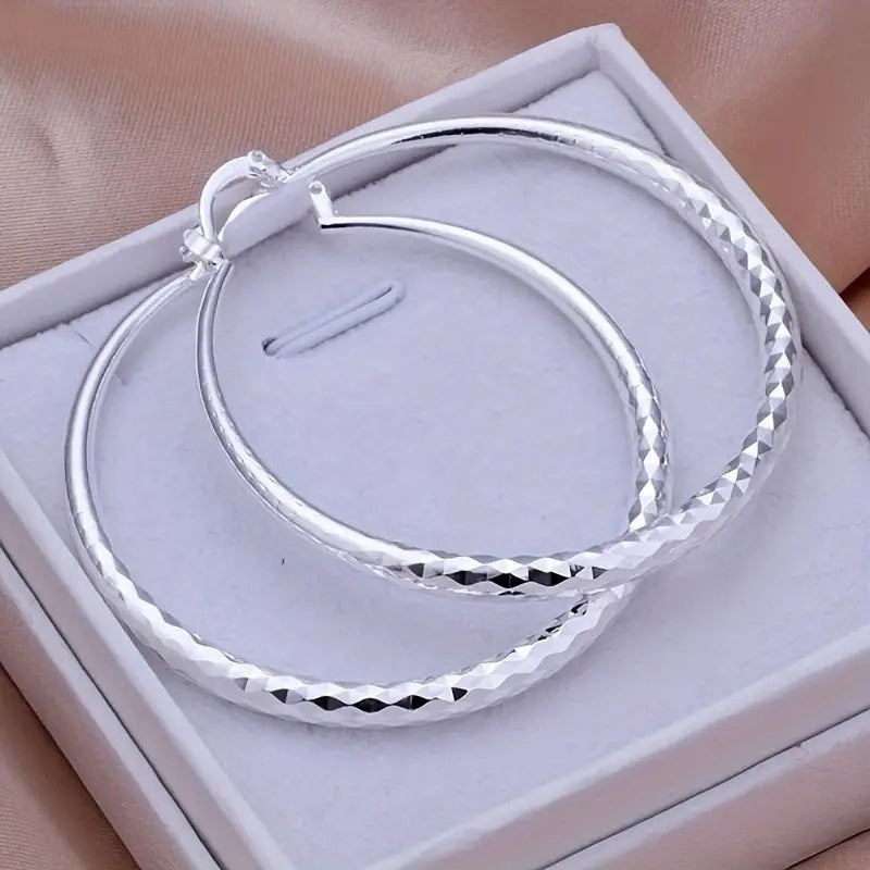 LumiLuxe – Pendientes de aro con corte brillante de diamante