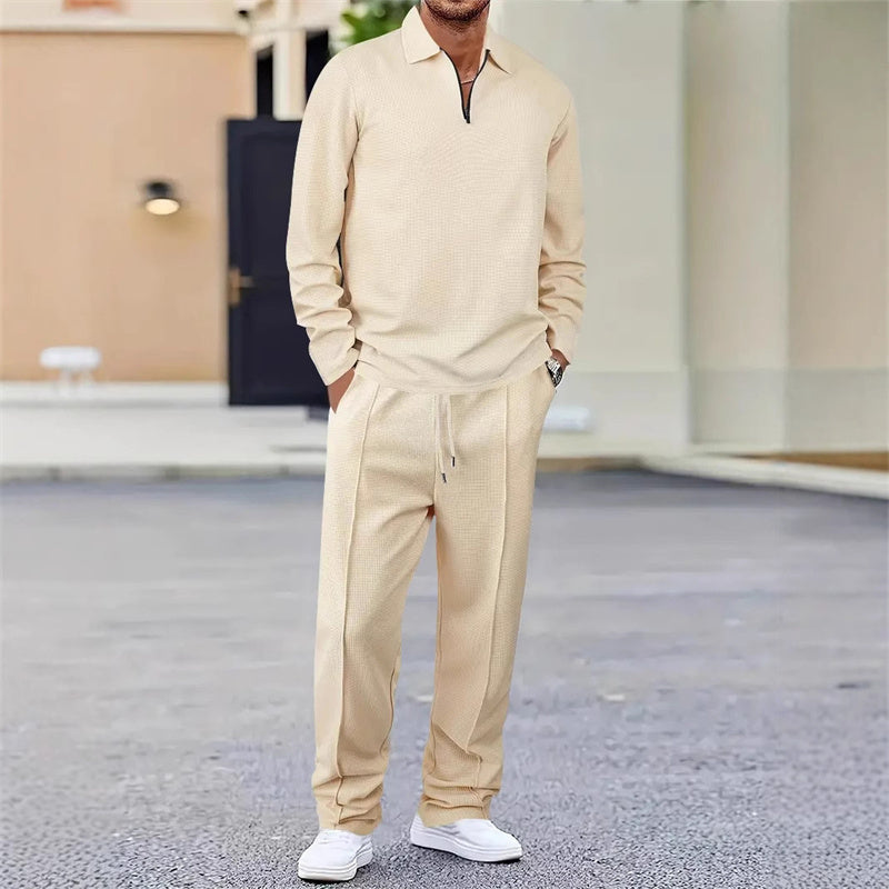 UrbanEase – Conjunto de descanso para hombre en tejido tipo gofre transpirable
