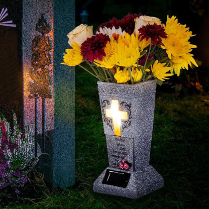 EverGlow – Solar-Grabvase mit Blumenhalter