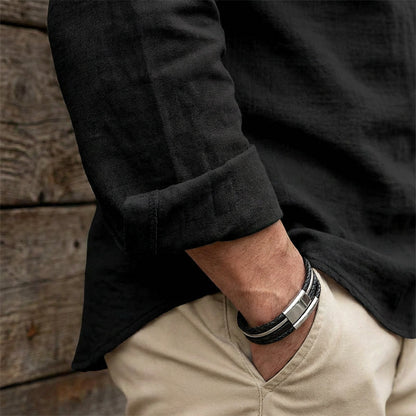ClassicTie – Camisa abotonada de cuello mao moderna para hombre
