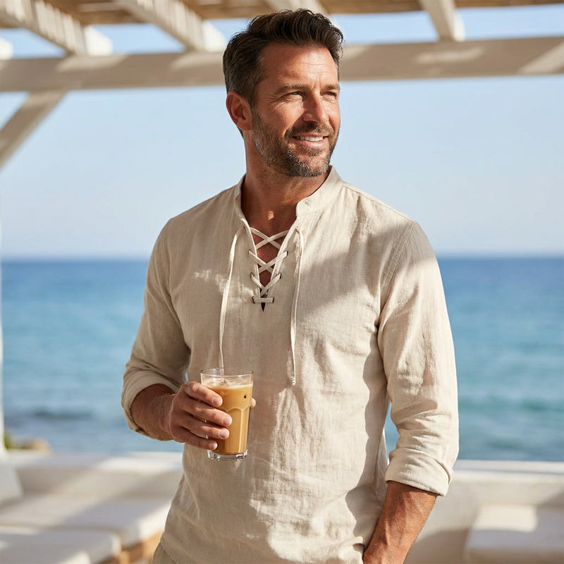 ClassicTie – Camisa abotonada de cuello mao moderna para hombre