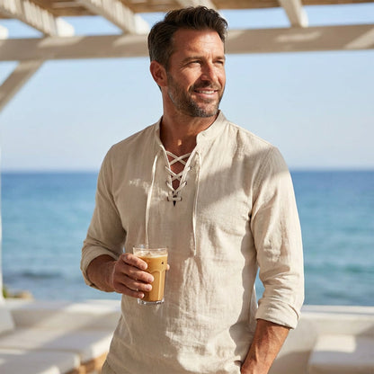 ClassicTie – Camisa abotonada de cuello mao moderna para hombre