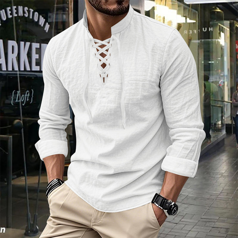 ClassicTie – Camisa abotonada de cuello mao moderna para hombre